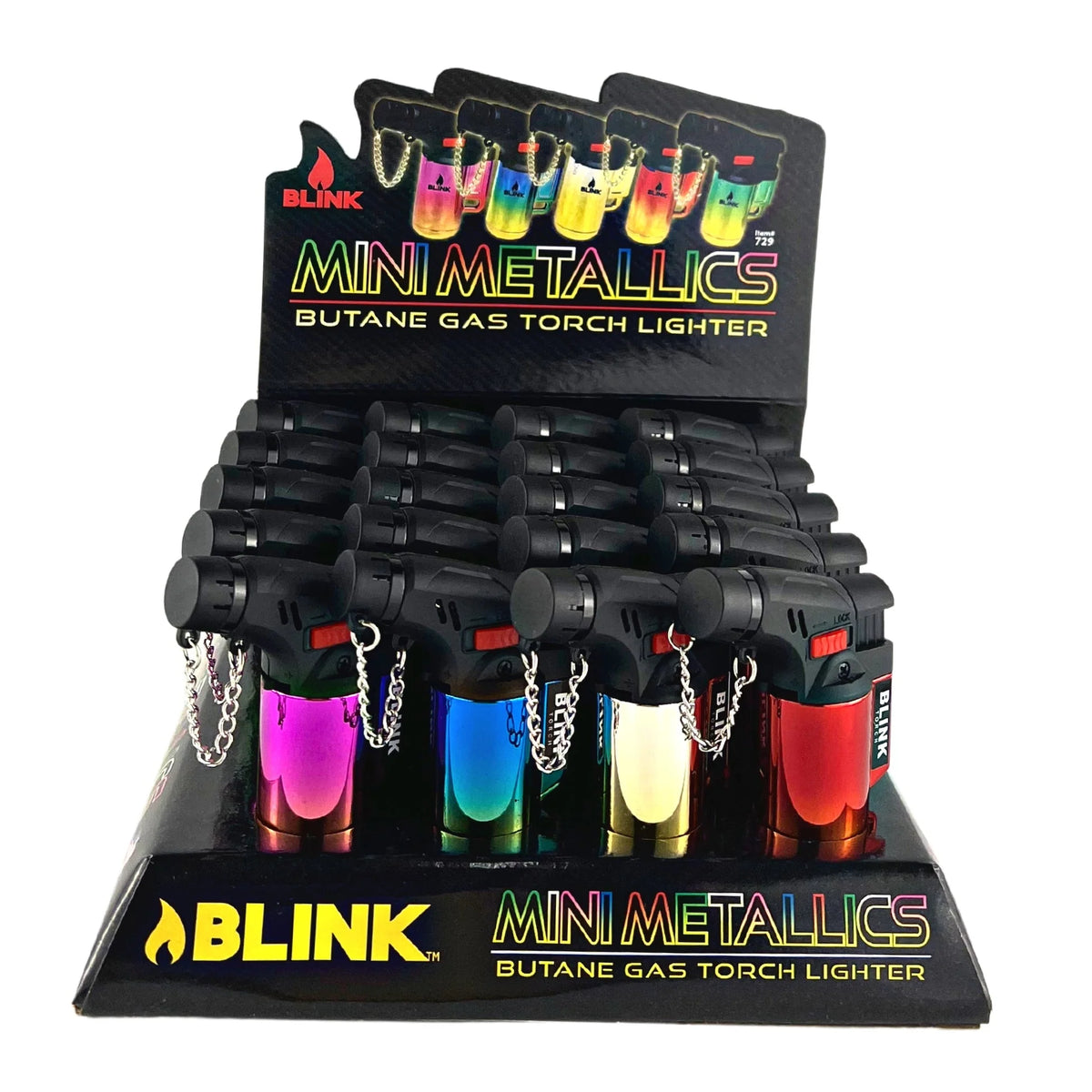 Blink Butane Mini Angle Metallic Dual Tone Torches - 20ct