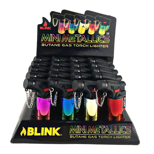 Blink Butane Mini Angle Metallic Dual Tone Torches - 20ct