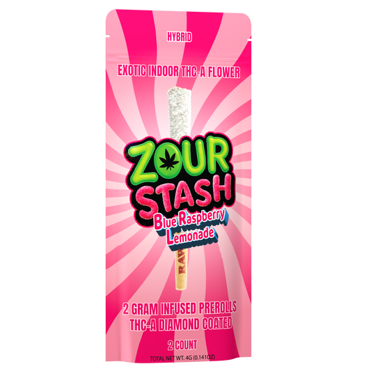 Zour Stash - 2g Pre-Roll THC-A Diamond Coated | 2pk - 10ct