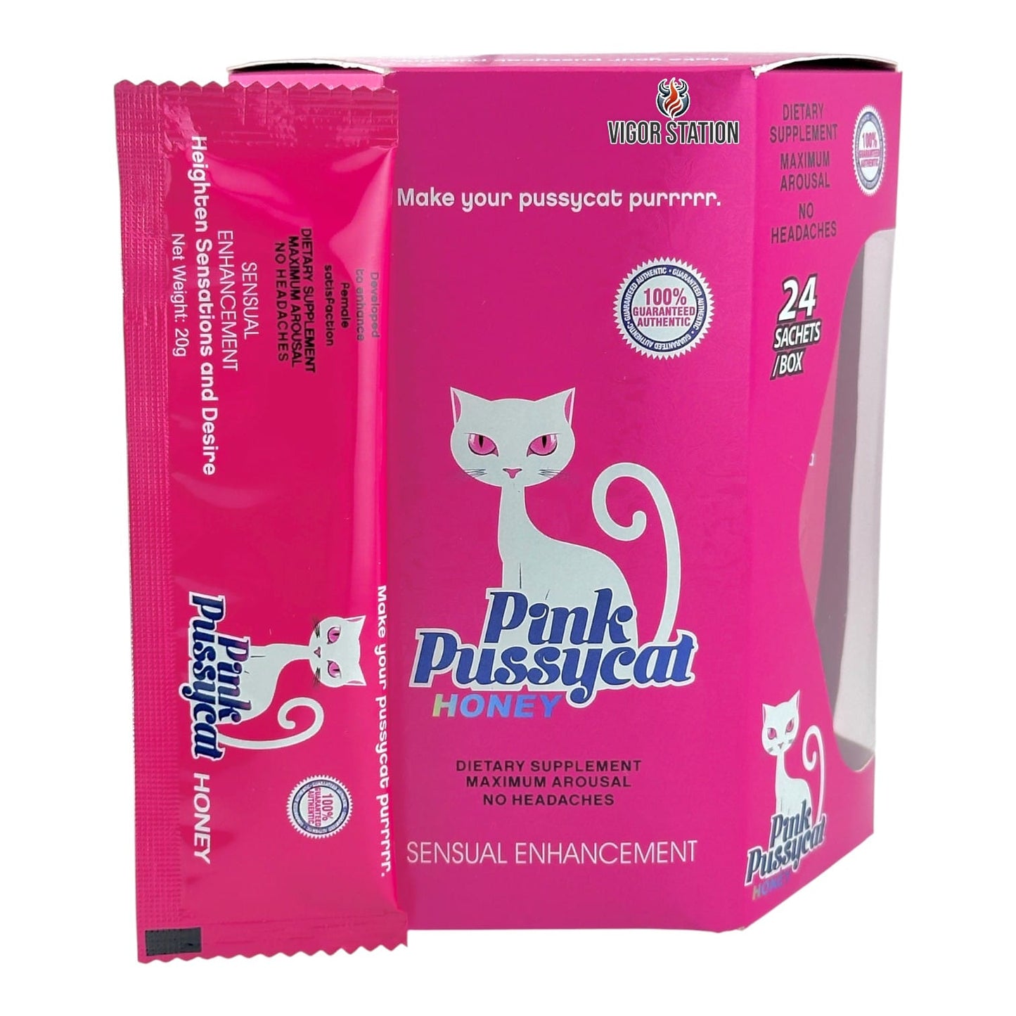 Pink Pussycat Sensual Enhancement - Hexagonal Honey Pouches - 24ct