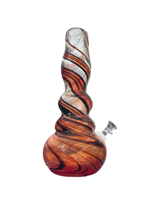 Soft Glass - Water Pipe - Glass on Glass - Round Wide Neck - 12"