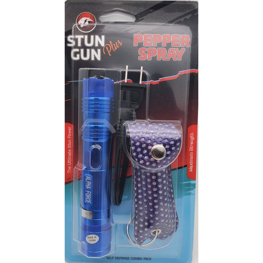 Flashlight Stun Gun + Pepper Spray - Blue - CH-17BL