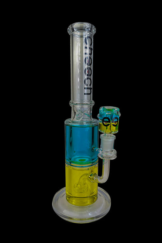 Cheech Glass 13.5" Dual Color Glycerin Rig With Perc - Teal/Yellow