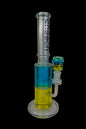 Cheech Glass 13.5" Dual Color Glycerin Rig With Perc - Teal/Yellow