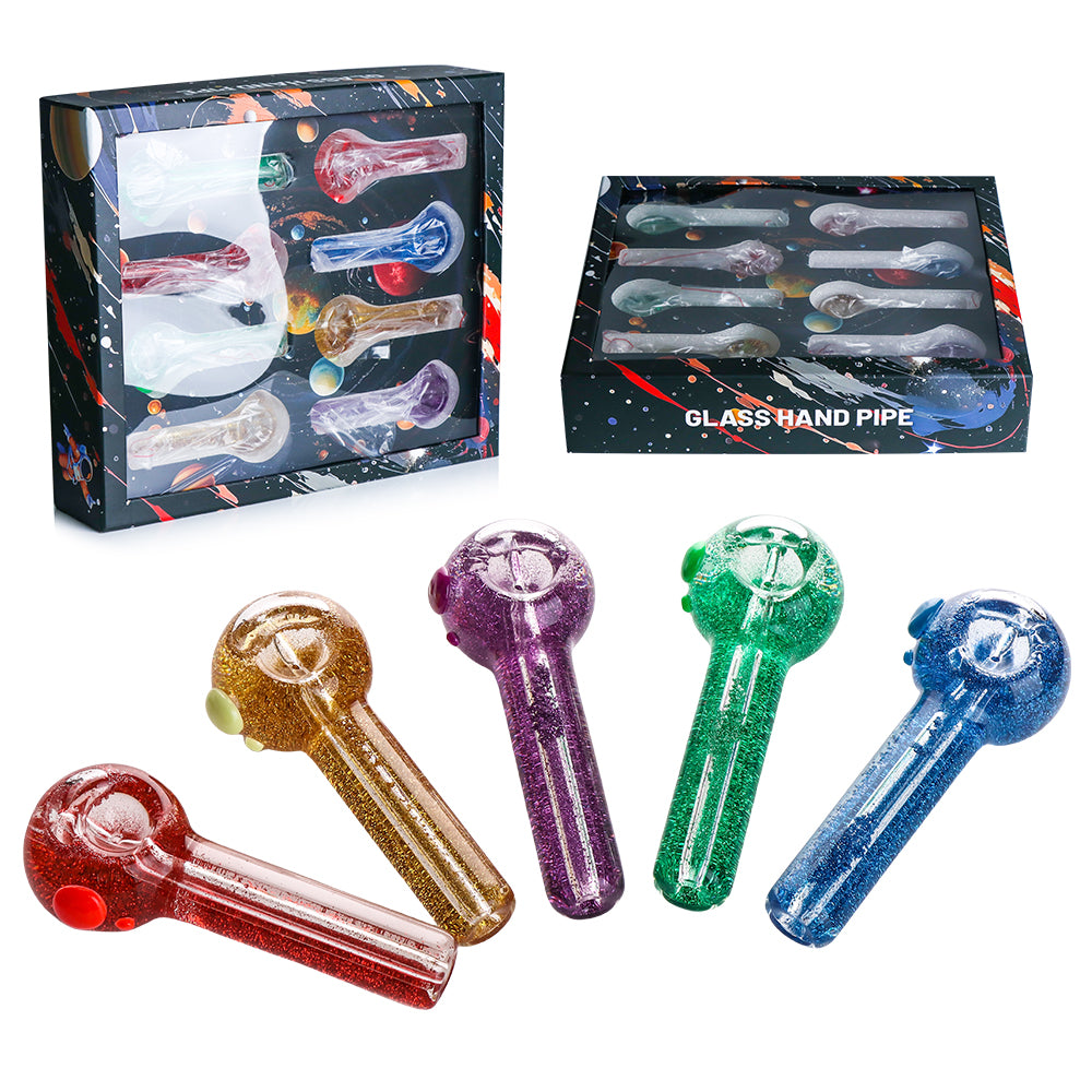 Hand Pipes - 5" Glycerin Glitter - Asst - 8ct