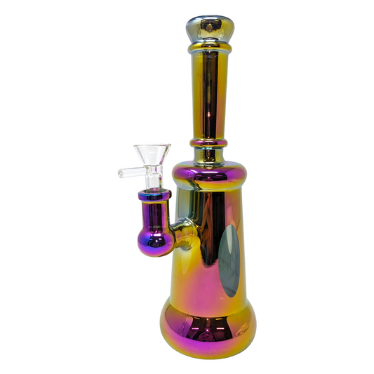 Electro Plated Showerhead Perc Window Straight Water Pipe Rig (Purple) 10" - [GW-003]