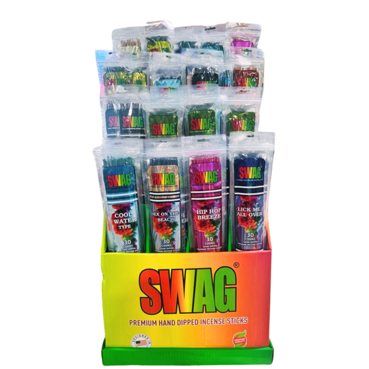 Swag - 12 Assorted Fragrance 19" Jumbo Incense Display - 48ct - 30pk