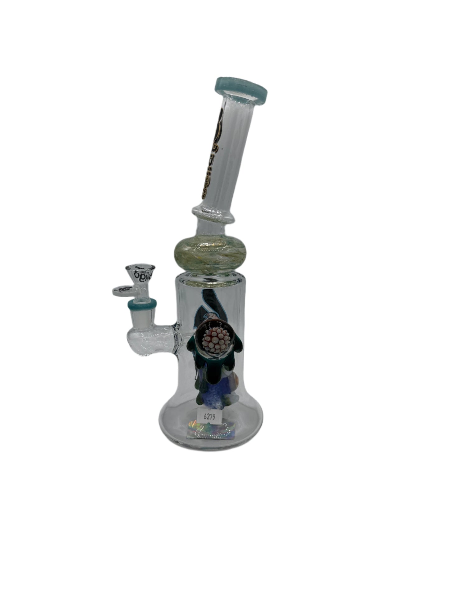 Lookah BIIGO Glass Slightly Bent Neck Monster Eye Perc Water Pipe - Red 12"