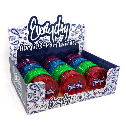 Everyday - Acrylic 3-Part Grinder - 12ct