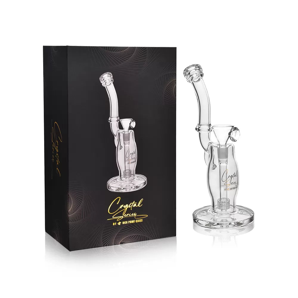 High Point Glass Crystal Series Curvy Neck & Body Matrix Perc Water Pipe 13"