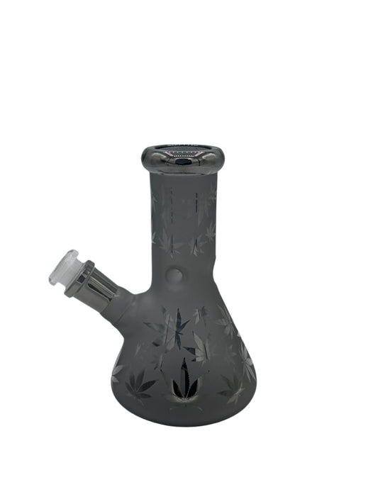 Beaker - 6.5" Patterned Frosted Water Pipe - Black