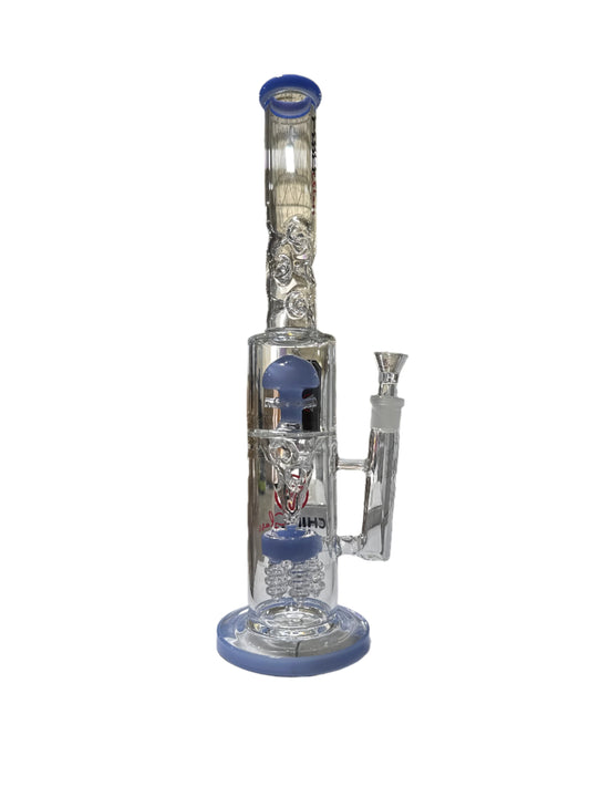 Chill Glass 19.29" Multi Perc Straight Water Pipe - Cobalt Blue*