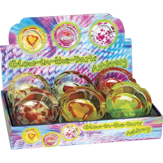 Ashtrays - Glow Heart Design - 6ct [ GA20 ] +