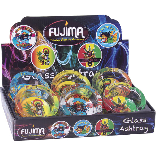 Fujima - Ashtrays - Plain Rasta & Jamaican - Asst - 6ct [ GA37 ] +
