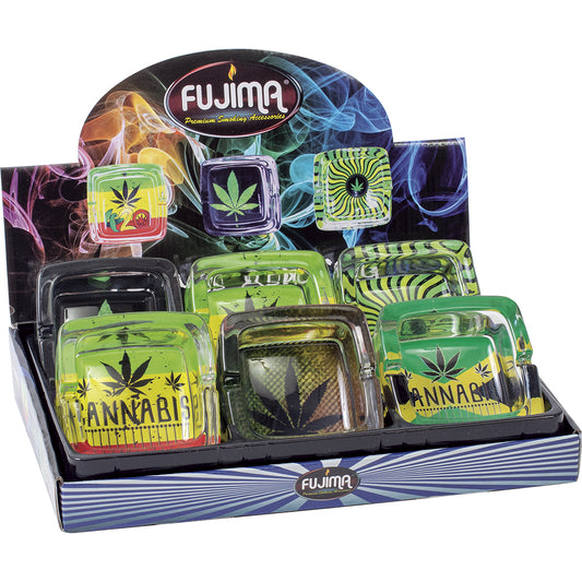 Fujima - Ashtrays - Leaf Design Glass Square - 6ct [ GA40 ] +