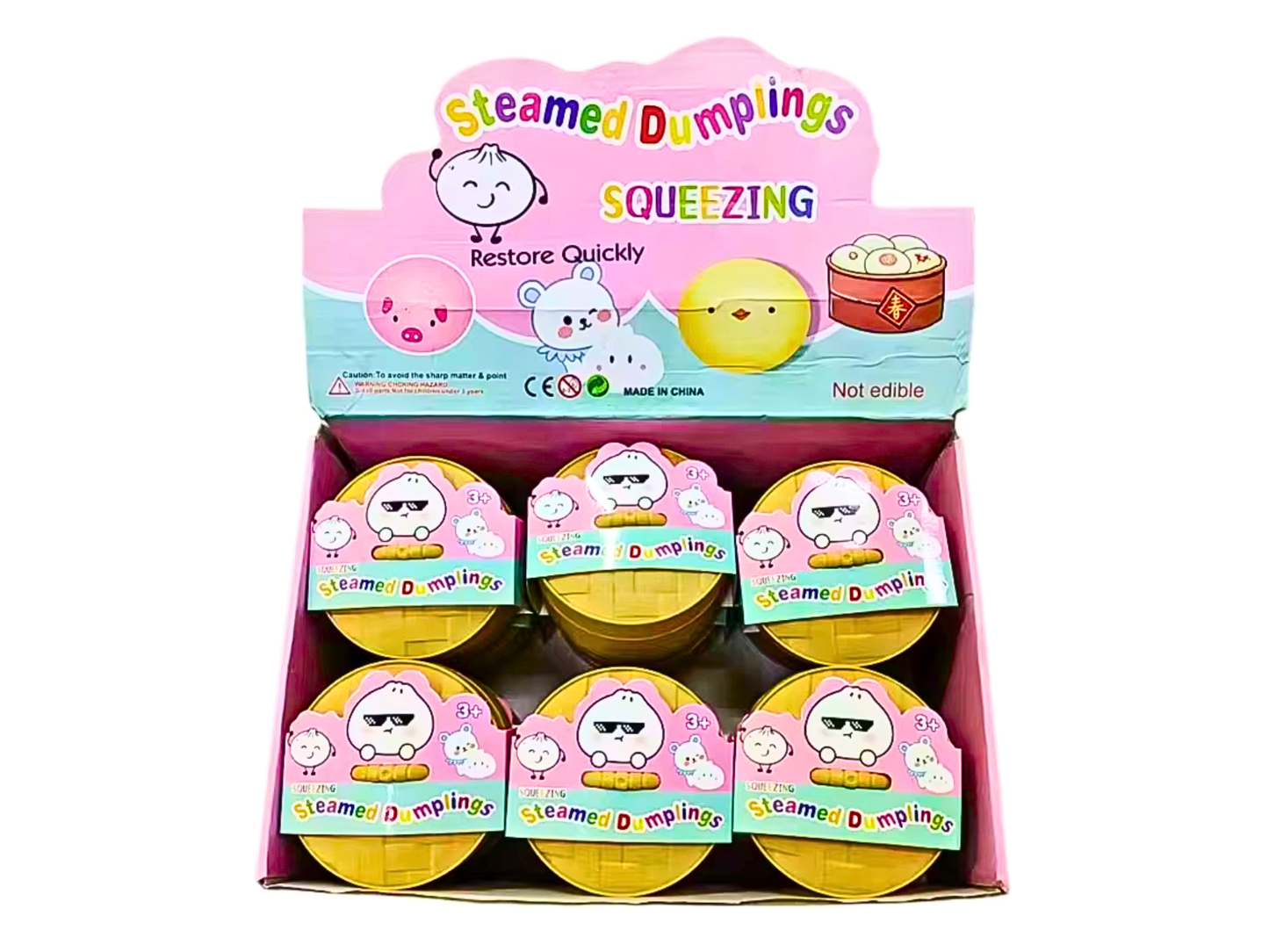Steamed Dumpling Squishy Toy - Solid Colors - 12ct