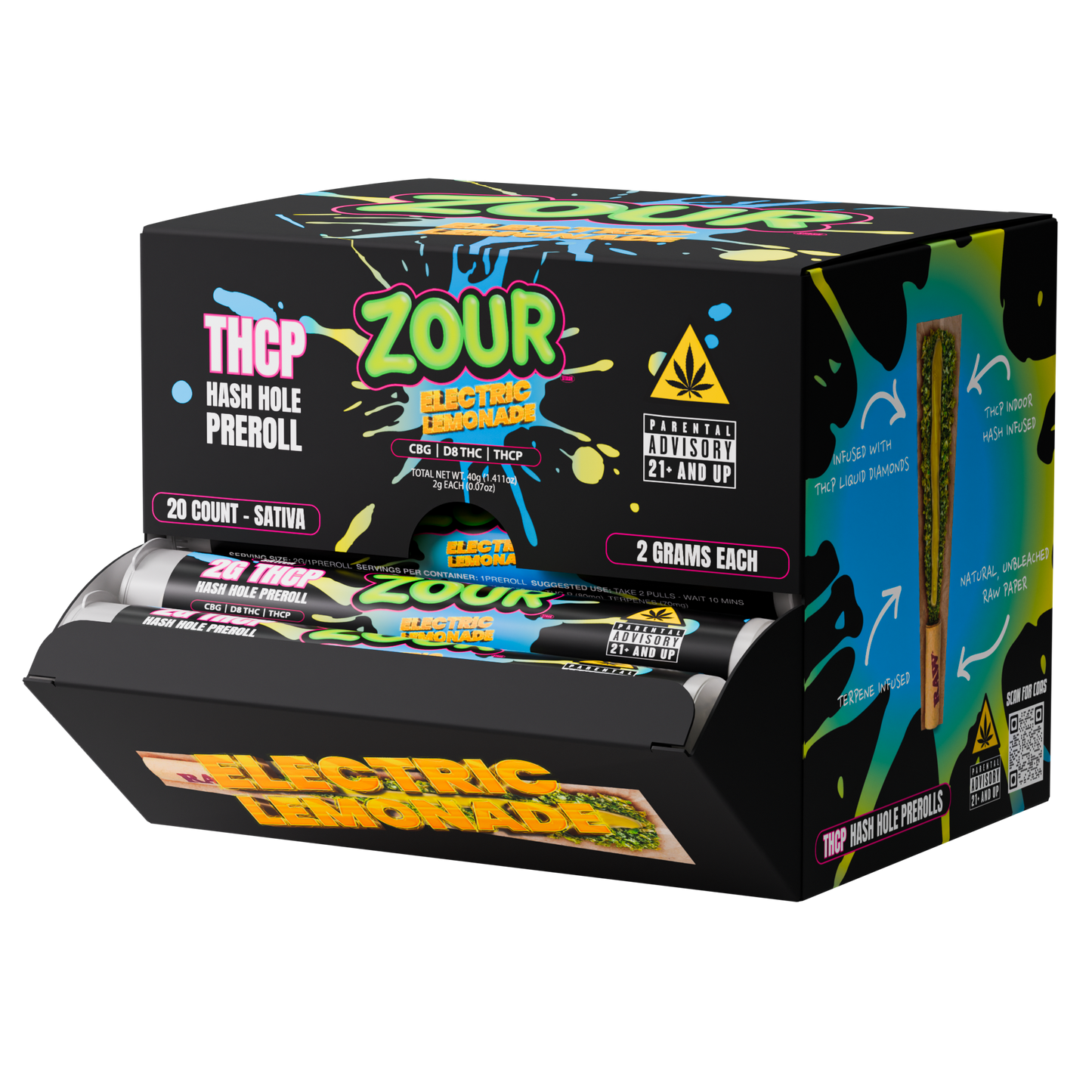 Zour Stash - 2g Pre-Roll THCP Hash Holes -  20ct