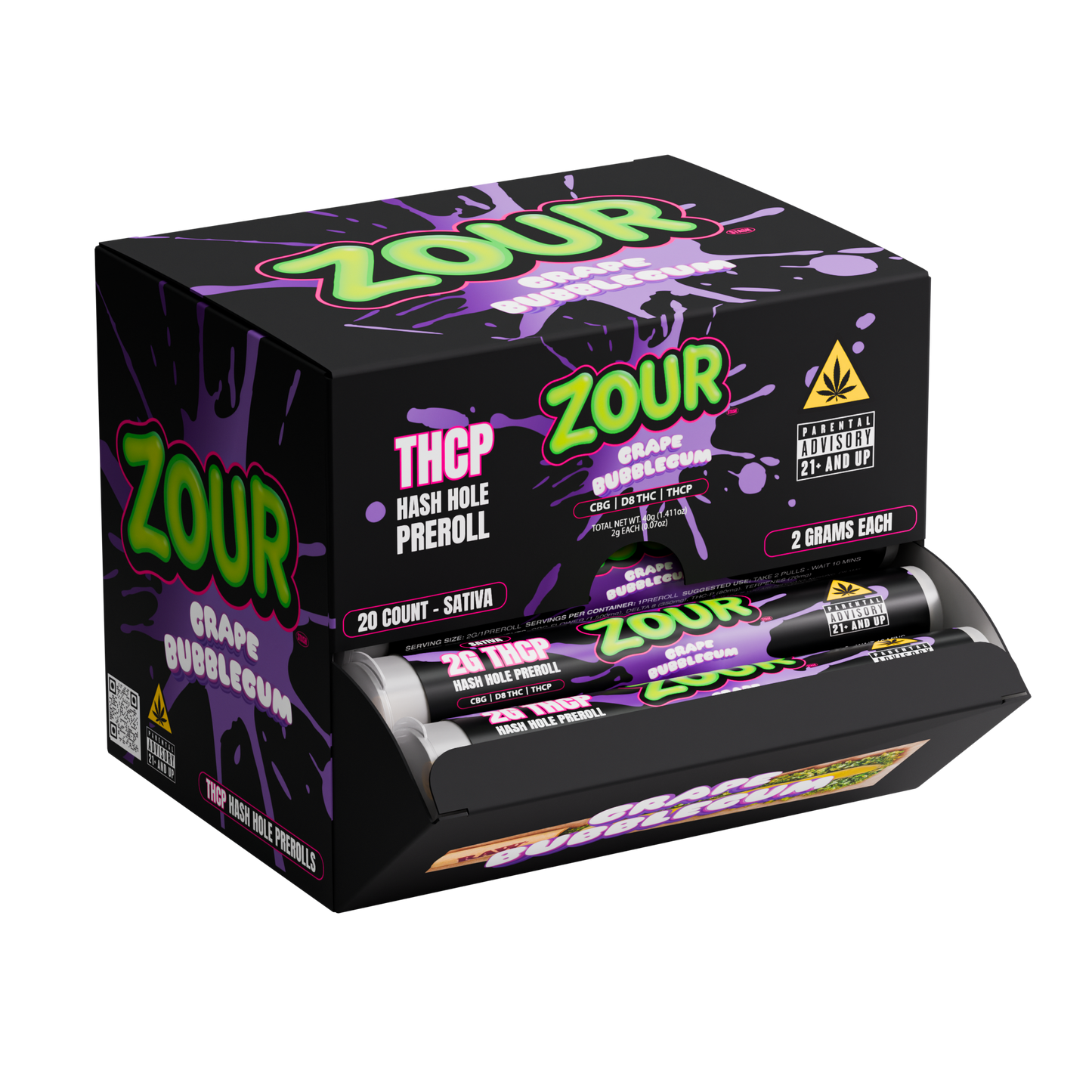 Zour Stash - 2g Pre-Roll THCP Hash Holes -  20ct