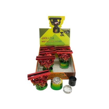 Grinders - 4pc 36mm Metallic Jamaican Man Design - 6ct [ #27 ]