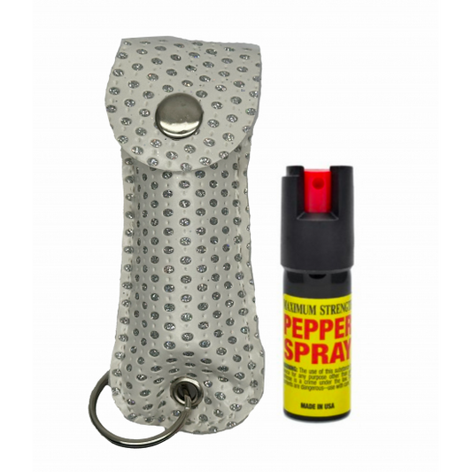 Pepper Spray Keychain - White Bling - 1/2oz