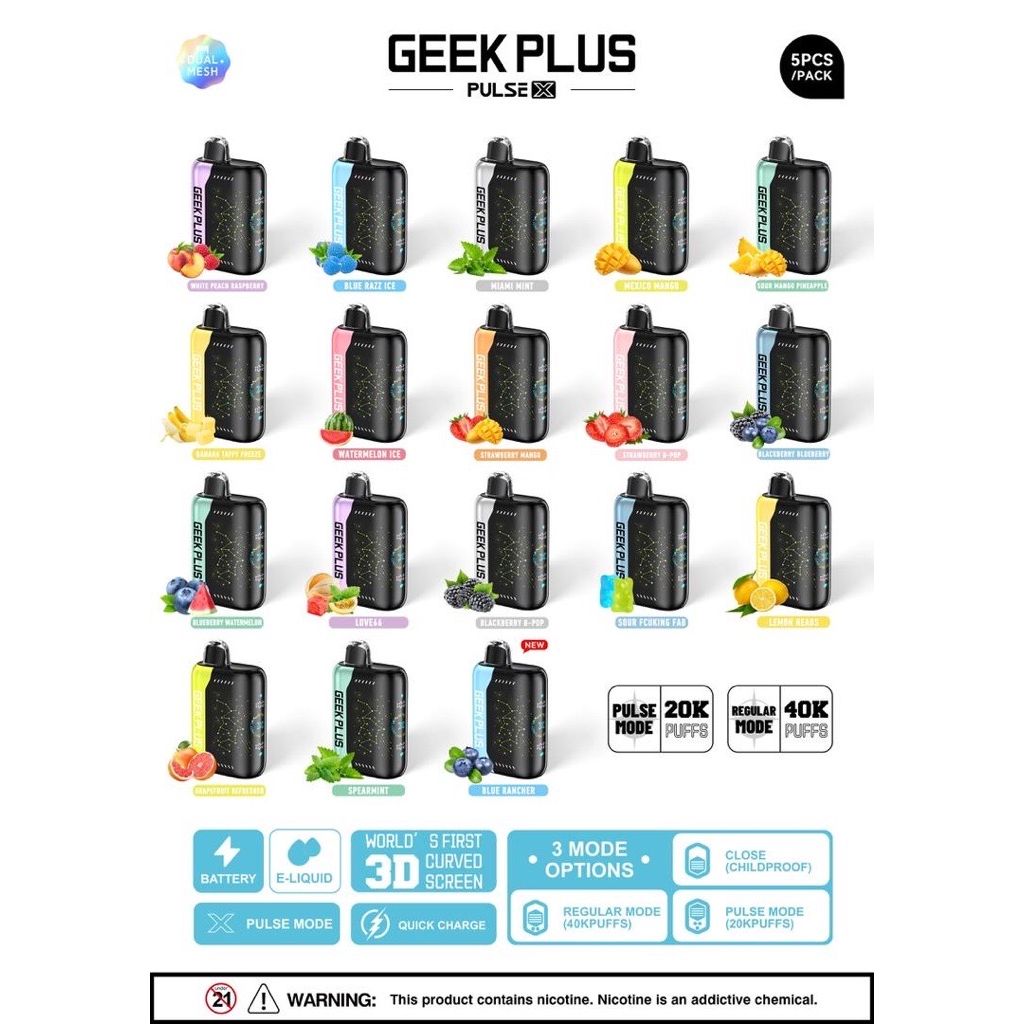 Geek Plus Pulse X 5% - 18ml - 5ct