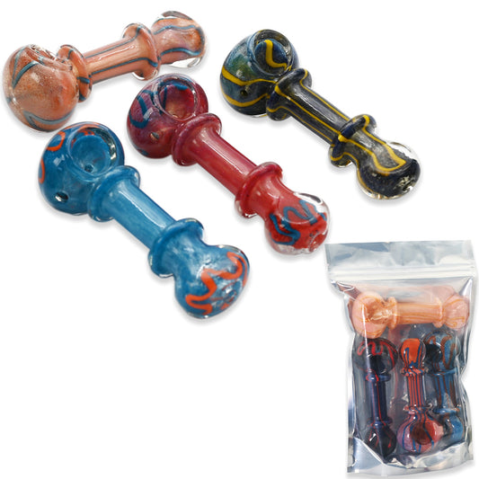 Hand Pipes - 4" Double Rim Frit - 4ct