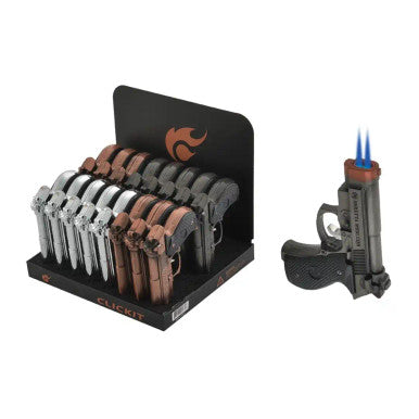 Clickit - Lighter - Large Pistol Double Torch - 16ct