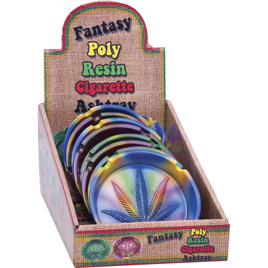 Ashtrays - Round Tie Dye Polystone Leaf - 8ct [ LT161 ] +