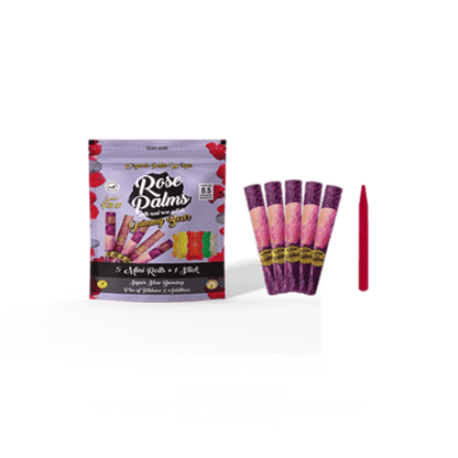 Rose Palm Cones W/Rose Petals 5 Mini Rolls W/Stick 15Ct Display - Gummy Bear