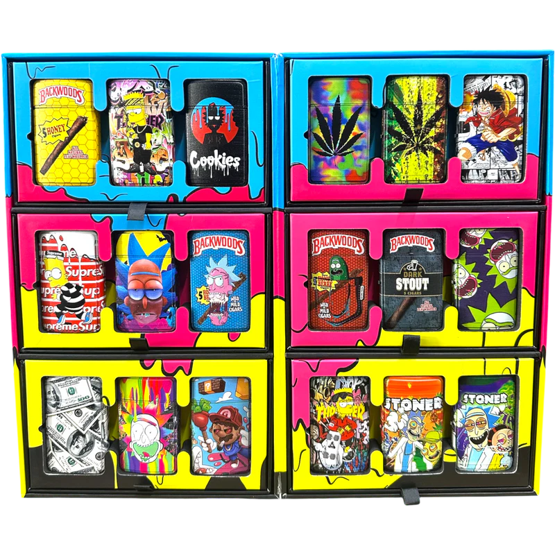 Torch Lighter Display - Flip Lighters - Asst - 72ct