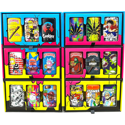 Torch Lighter Display - Flip Lighters - Asst - 72ct