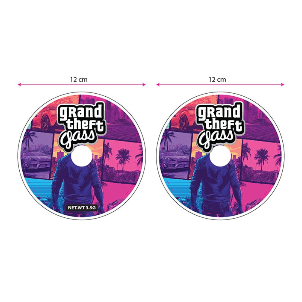 Mylar Bags - 50ct - 3.5g Die Cut Grand Theft Gass