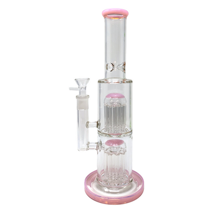 Double Tree Perc Water Pipe - Pink Slime 12" [MB820]