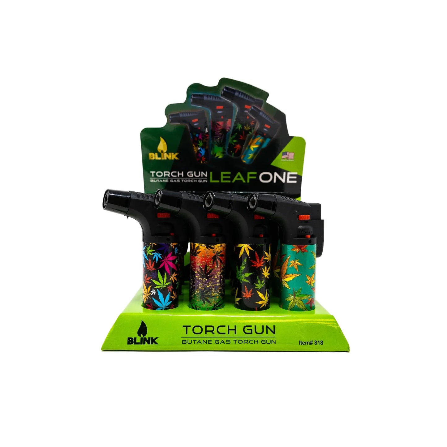Blink Medium Butane Torch Lighters - Leaf #1 Theme - 12ct