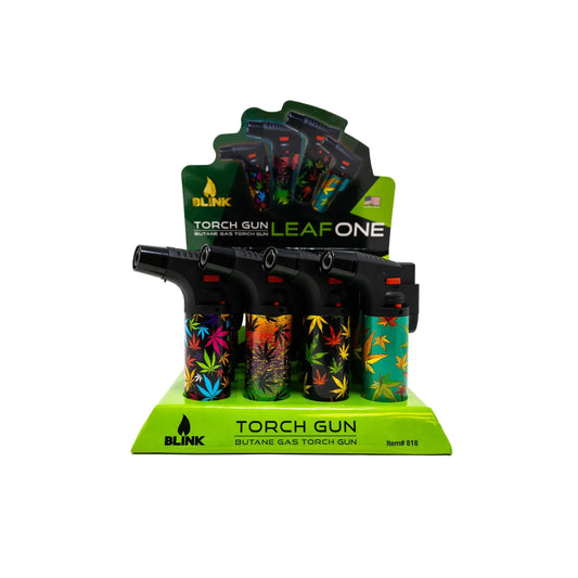 Blink Medium Butane Torch Lighters - Leaf #1 Theme - 12ct