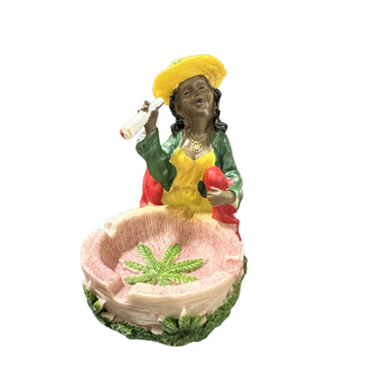 Ashtray - Jamaican Poly Resin - Sitting on Leaf - LT101