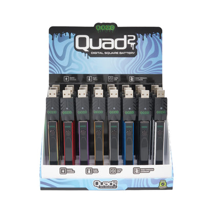 Ooze - Quad 2 - 500mAh Square Digital 510 Battery Display - 24ct - Assorted Colors