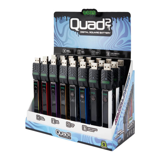 Ooze - Quad 2 - 500mAh Square Digital 510 Battery Display - 24ct - Assorted Colors