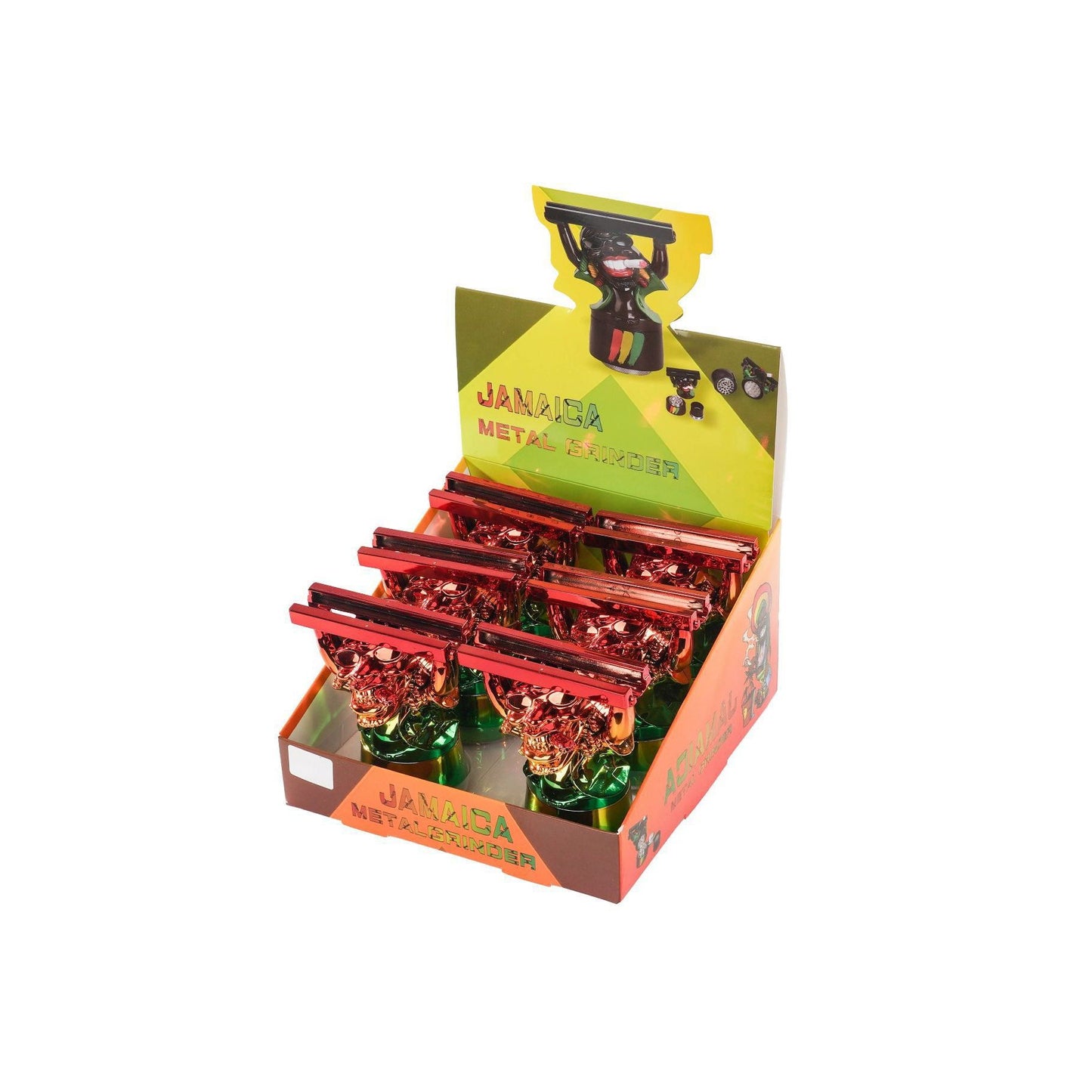 Grinders - 4pc 36mm Metallic Jamaican Man Design - 6ct [ #27 ]