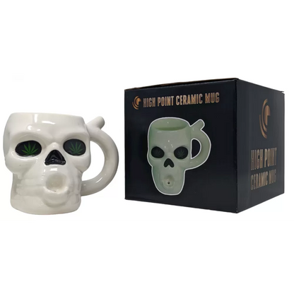 High Point Mug Pipe - White Skull