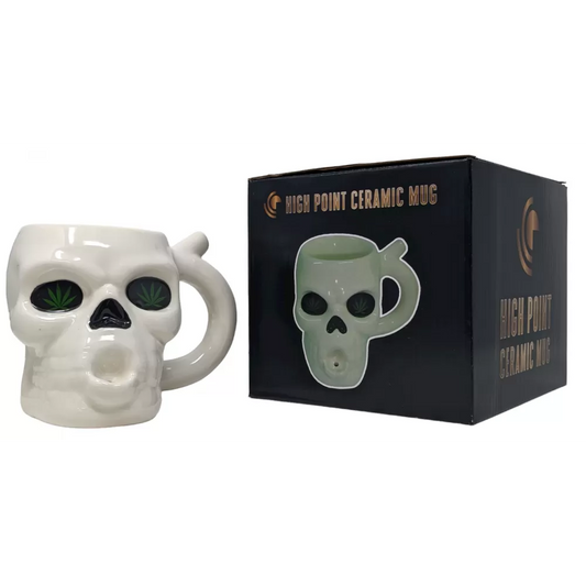 High Point Mug Pipe - White Skull