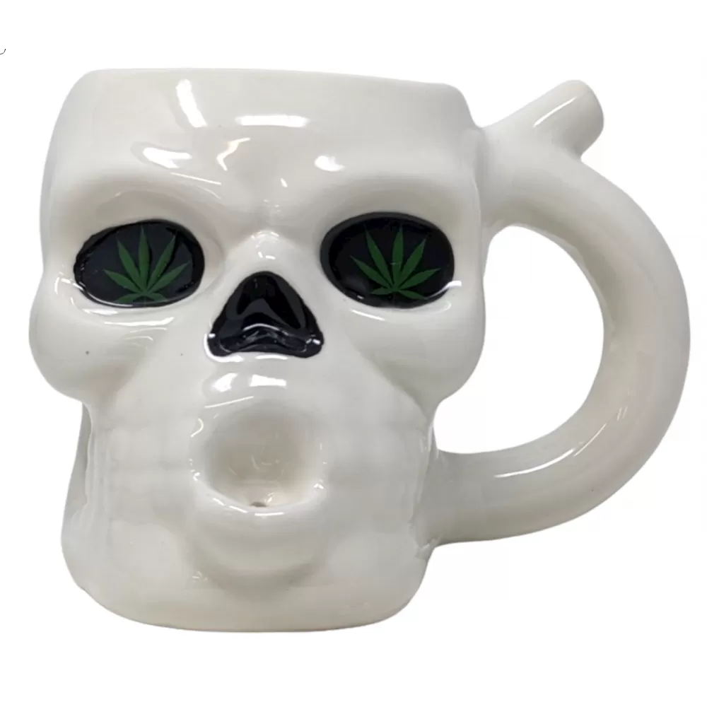 High Point Mug Pipe - White Skull