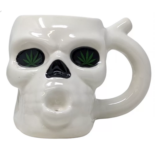 High Point Mug Pipe - White Skull