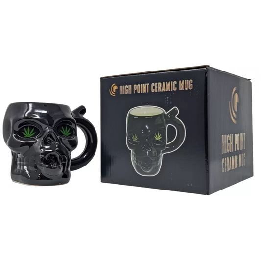 High Point Mug Pipe - Black Skull