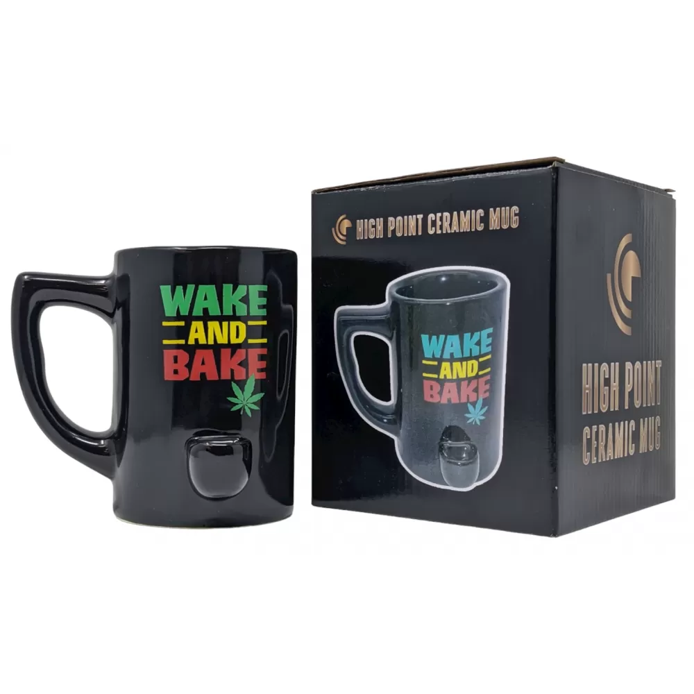High Point Mug Pipe - Rasta Wake & Bake
