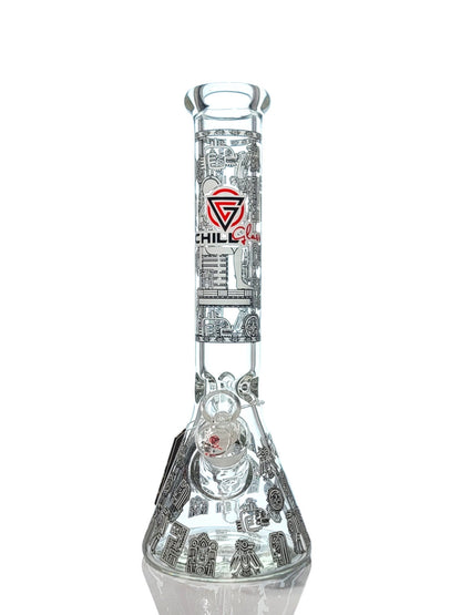 Chill Glass 14" Glow in The Dark Egyptian Design Beaker Water Pipe