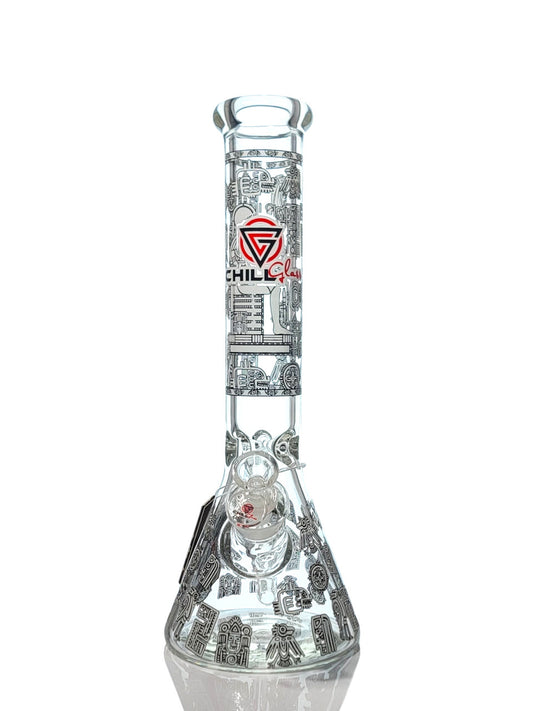 Chill Glass 14" Glow in The Dark Egyptian Design Beaker Water Pipe