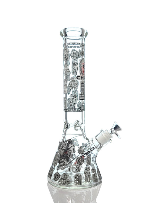 Chill Glass 14" Glow in The Dark Egyptian Design Beaker Water Pipe