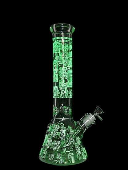 Chill Glass 14" Glow in The Dark Egyptian Design Beaker Water Pipe