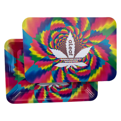 Aleaf Medium Metal Rolling Tray with Lid - Assorted Designs